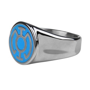 Adult Blue Lantern Symbol Stainless Steel Ring - 1 of 2