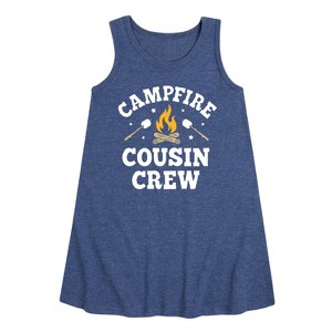 Girls' - Instant Message - Campfire Cousin Crew Graphic Sleeveless Aline Dress - 1 of 4