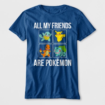 Kids' 'All My Friends Are Pokemon' Short Sleeve Graphic T-Shirt - Blue XS