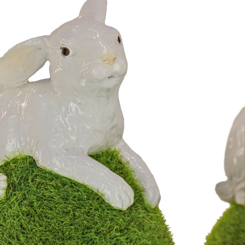 7" Artificial Green Moss Eggs with White Bunnies (Set of 3) - National Tree Company, 3 of 4