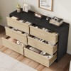 Modern 6-Drawer Wood Dresser, Double Drawer Storage Chest for Bedroom, Living Room & Nursery, Black and Natural - 3 of 4