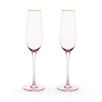 Twine Rose Wine Glasses, Gold Rimmed, Set of 2