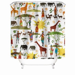 People And Animals Shower Curtains for Bathroom Waterproof Fabric Bath Curtain Durable Soft Stylish Bathroom Decor 72x72 Inch - 1 of 1