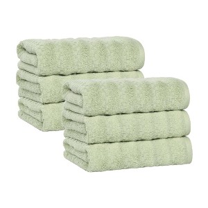 Waffle Textured Stripes Zero Twist Cotton Medium Weight Towel Set by Blue Nile Mills - 1 of 4