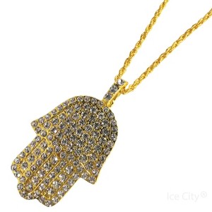 Ice City Men's Iced Hamsa Hand Pendant Necklace, Cubic Zirconia Jewelry in Gold and Silver - 1 of 4