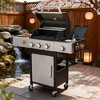 BAOURE 3-Burner Propane Gas BBQ Grill with Side Burner, 37,230 BTU Outdoor Barbecue with Enameled Cast Iron Grids - 3 of 4