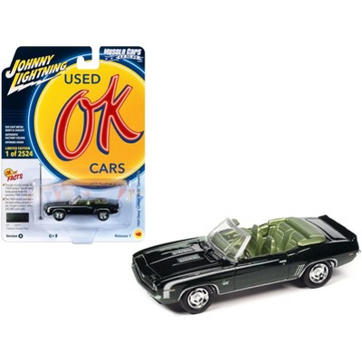 1969 Chevrolet Camaro RS/SS Convertible Fathom Green Met w/White & Light Green 1/64 Diecast Model Car by Johnny Lightning