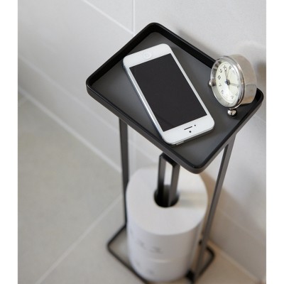 Black Metal Toilet Paper Stand with Tray, 20.47" Height