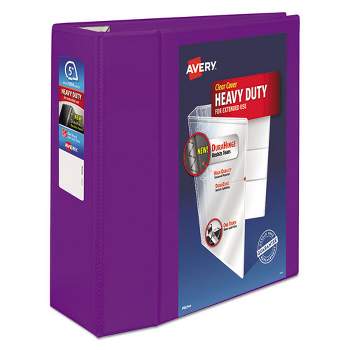 Avery Heavy-Duty View Binder with DuraHinge and Locking One Touch EZD Rings, 3 Rings, 5" Capacity, 11 x 8.5, Purple