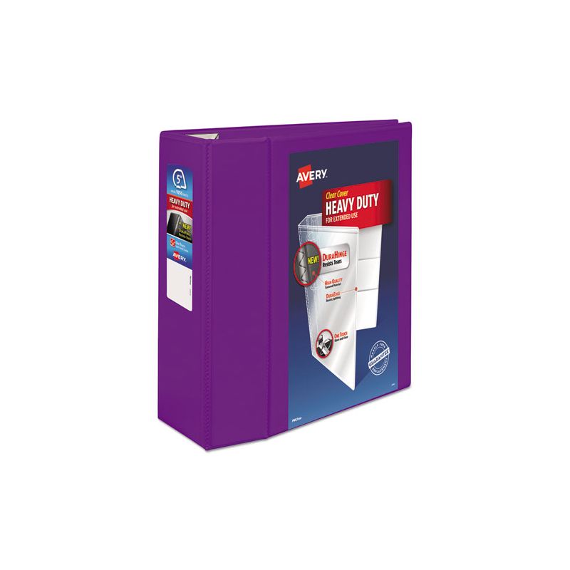 Avery Heavy-Duty View Binder with DuraHinge and Locking One Touch EZD Rings, 3 Rings, 5" Capacity, 11 x 8.5, Purple, 1 of 8
