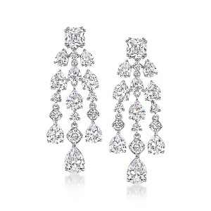 Ross-Simons Rhodium-Plated Chandelier Earrings With 10.30 ct. t.w. Czs - 1 of 3