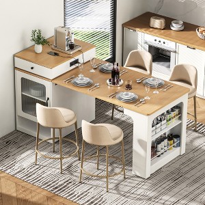Kitchen Island with 2 Drawers and Side Open Shelves - 1 of 4