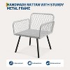 GustoWave 3-Piece Patio Bistro Set with Coffee Table and Cushions for Outdoors, Deck, Poolside, White and Black - 3 of 4