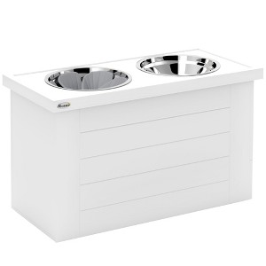 SKYONE Adjustable Height Raised Dog Bowls with Slow Feeder Mat, Storage Compartment & 2 Stainless - 1 of 4