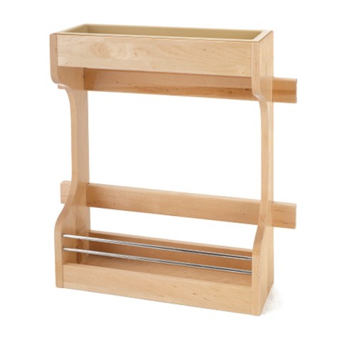 Rev-A-Shelf Dual Shelf Under Sink Organizer for Kitchen and Bathroom Cabinets, 42" Sink Base Vanity Storage, Inside Door Mount, Maple Wood, 4SBSU-21
