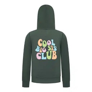 Everyday Kids Cool Big Sis Club Girls Zip Up Hoodie – Colorful Sibling Sweatshirt - 1 of 4