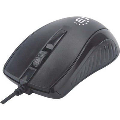 Manhattan Wired Optical Mouse - Optical - Cable - Black - USB - 1000 dpi - Scroll Wheel - 3 Button(s) - Symmetrical