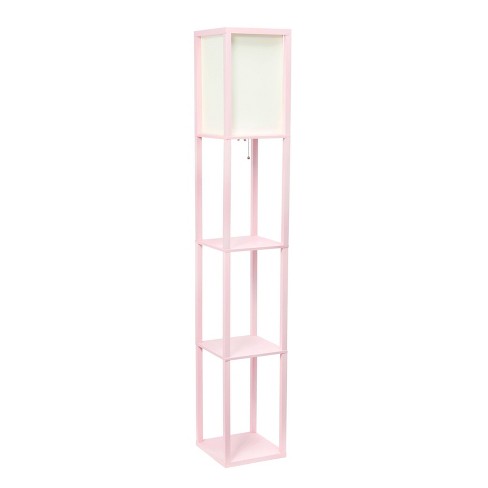 Light Pink Etagere Floor Lamp (Organizer Storage Shelf) W Linen Shade