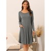 cheibear Womens Casual Round Neck Maternity Long Sleeve Loungewear Dress with Pockets - 2 of 4