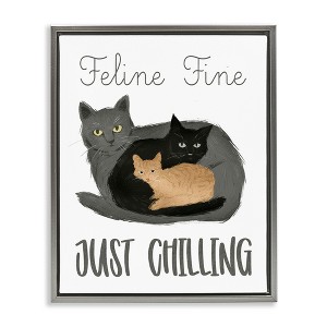 Stupell Industries Feline Fine Just Chilling Floating Frame Canvas Art - 1 of 4