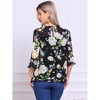 INSPIRE CHIC Women's Round Neck Ruffle 3/4 Sleeve Floral Print Chiffon Blouse - 4 of 4