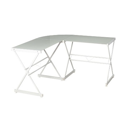 L Shaped Tempered Glass Desk - Buylateral