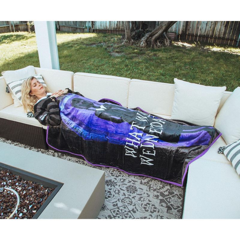 Silver Buffalo Addams Family Wednesday "What Would Wednesday Do?" Raschel Throw Blanket | 45 x 60 Inches, 5 of 10