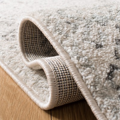 Ivory and Grey Hand-Knotted Synthetic 6' x 9' Area Rug