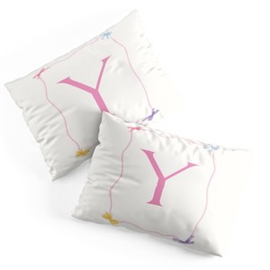 Deny Designs Standard April Lane Art Simple Bow Monogram Y Microfiber Printed Pillow Sham - 1 of 3