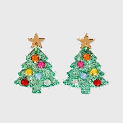 Girls' Christmas Tree Earrings - art class™ Green