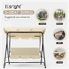 Anybear Beige 3-Person Outdoor Swing with Iron Frame - 3 of 4