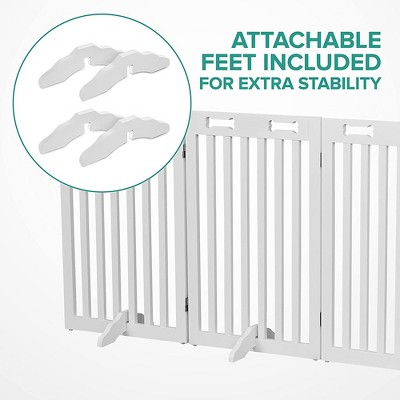 White Wooden Freestanding 6-Panel Dog Gate with Door