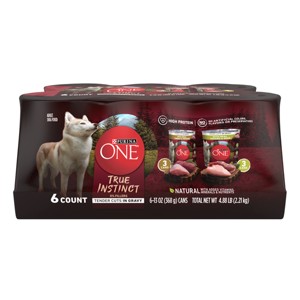 Purina ONE SmartBlend True Instinct Tender Cuts In Gravy with Real Turkey,Chicken, Duck and Venison Wet Dog Food - 13oz/6ct Variety Pack - 1 of 4