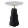 Timeless Marble Top End Table with Sleek Fluted Base Accent - Compact Small Side Table for Home, Covered Patio, or Living Room End Tables - 2 of 4