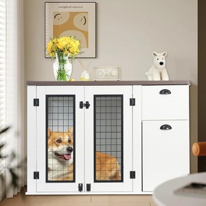 Coucheta 44" Wooden Dog Crate Furniture - Indoor Kennel with Drawers & Cabinet for Medium/Large Dogs - 1 of 4