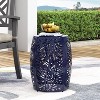 CAVINAS Cast Iron Cylinder Patio End Table, Backyard, Pool, Indoor Companion, Easy Maintenance and Weather Resistant, Blue - 2 of 4