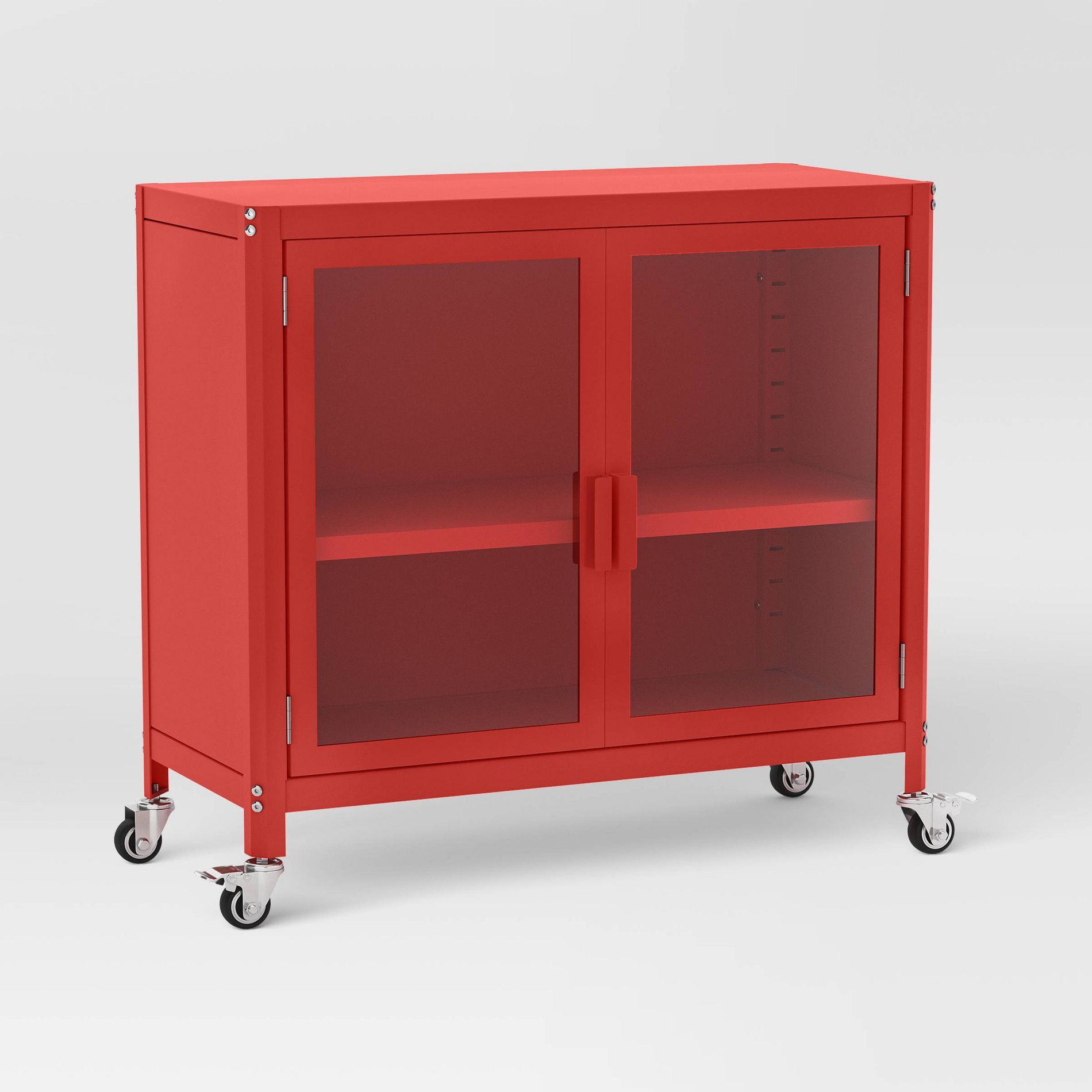 2 Door Metal Rolling Locker Storage Cabinet Coral Red - Room Essentials™