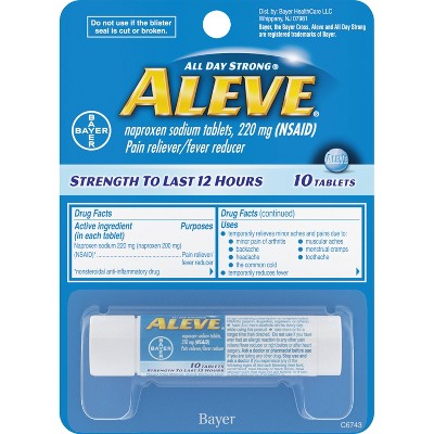 Aleve Pain Reliever & Fever Reducer Tablets - Naproxen Sodium (NSAID) - 10ct