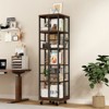 ORRD 5-Tier Rotating Bookshelf, 360° Spinning Corner Bookcase, Rustic Brown Floor Standing Display Shelf for Small Spaces - 4 of 4