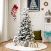 LuxenHome 5Ft Pre-Lit Snow Flocked Slim Fir Potted Artificial Christmas Tree Green - 2 of 4