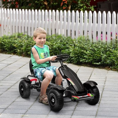 Black Adjustable Kids Pedal Go Kart with Rubber Wheels