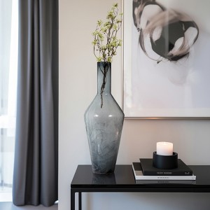 Glass Vase - Tapered Neck for Home Office, Bedroom, or Living Room Décor - Modern Casual Style - 20" Blue - 1 of 4