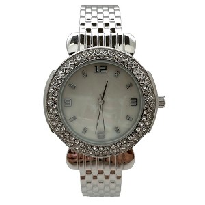 Olivia Pratt Round Face Rhinestone Bezel Bangle Women Watch - 1 of 3