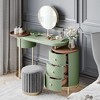 POVISON Modern Makeup Vanity Table With LED Lighted Mirror, Dressing Table with Movable Tray Top, 3 Solid Wood Drawer, Without Stool, 43", Green - 3 of 4