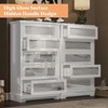 AMERLIFE 49.2"H High-Gloss 5 Drawer Dresser, Natural Marble Chest of Drawers No Handles, White - 2 of 4