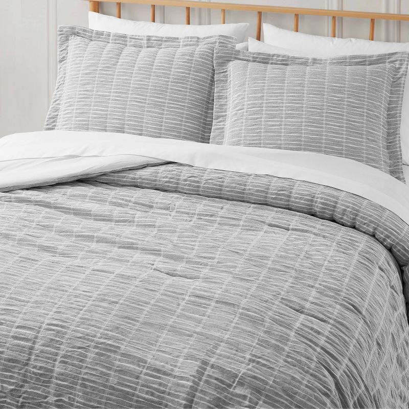Blue Loom 3pc Puckered Striped Jacquard Comforter Bedding Set, 4 of 7