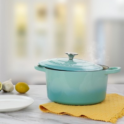 Pistachio Green Enameled Cast Iron Dutch Oven with Lid, 5 Quarts