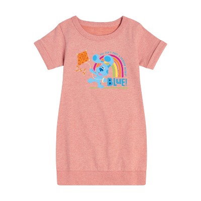 - Blue's Clues & You! - Can't Have Rainbow Without Blue Graphic Short Sleeve Fleece Dress