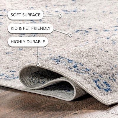 Elegant Vintage Blue 26" Stain-Resistant Synthetic Area Rug