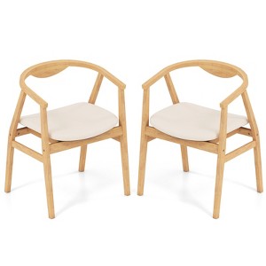 Tangkula Set of 2 Leisure Bamboo Armchair Accent Chair w/ Curved Back & Bamboo Structure - 1 of 4